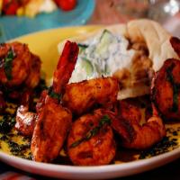 Grilled Shrimp Skewers with Cilantro-Mint Chutney_image