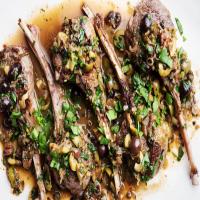 Sautéed Lamb Chops With Ramps, Anchovy, Capers and Olives image