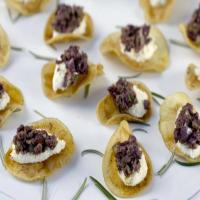 Potato Crisps with Goat Cheese and Olives image