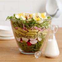 Spring Layered Salad with Asparagus and Buttermilk Dressing image