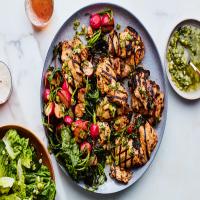 Ginger-Grilled Chicken and Radishes with Miso-Scallion Dressing image