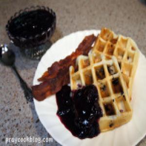 Blueberry Waffles and Homemade Blueberry Sauce_image