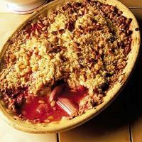 Rhubarb & strawberry crumble with custard_image