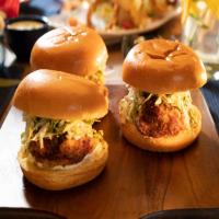 Pickle-Brined Fried Chicken Sandwiches with Pickle Slaw image