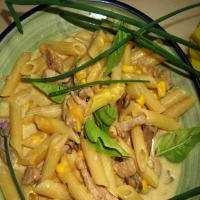 Pasta With Pork, Corn and Cheddar_image