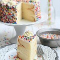 Fluffy Vanilla Birthday Cake with Sprinkles_image