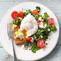 Kale, tomato & poached egg on toast image