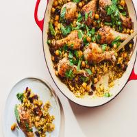 One-Pan Chicken Drumsticks with Rice and Beans image