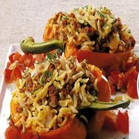 Lamb and Orzo Stuffed Pepper with Chunky Tomato Sauce image