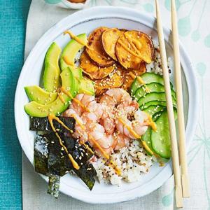 Rice & quinoa prawn sushi bowl_image