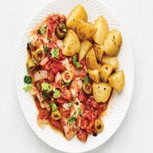 Baked Fish with Tomatoes, Olives and Capers image