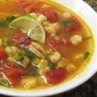 Chicken and Hominy Soup with Lime and Cilantro image