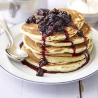 American-style pancakes with vanilla berry compote image