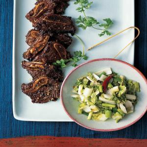 Korean Barbecued Ribs with Pickled Greens image