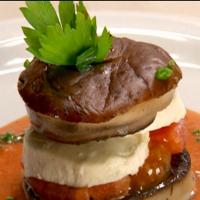 Vegetable Napoleon with Grilled Portobello Mushroom and Tomato Basil Bisque image