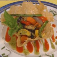 Parmesan Basket with Polenta and Roasted Vegetables_image