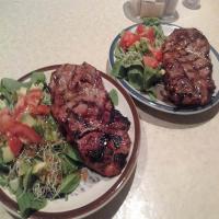 Savory Grilled Pork steaks and spinach salad for 2_image