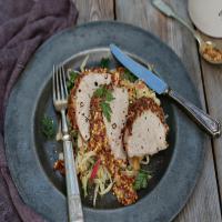 Mustard-Crusted Pork Loin With Apple-Cabbage Slaw image