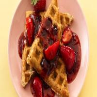 Granola-Whole Wheat Waffles with Double-Berry Sauce image
