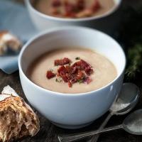 Chestnut, bacon & parsnip soup image