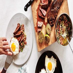 Steak and Eggs with Saucy Beans_image