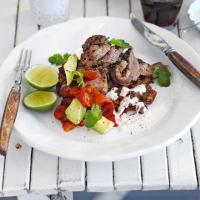 Mexican steak with homemade refried beans image