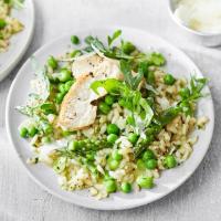 Pea, broad bean & rocket risotto with chicken_image