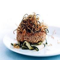 Sesame Tuna Burgers with Fried Shoestring Zucchini_image