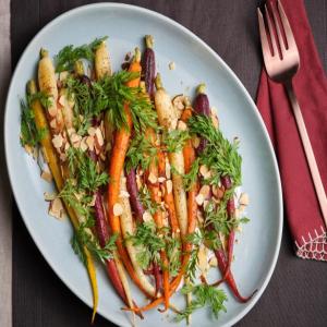 Spice-Roasted Rainbow Carrot Salad with Herbed Yogurt Dressing image