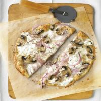 Thinnest Crust Pizza with Ricotta and Mushrooms image