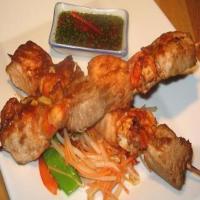 Marinated Seafood Skewers With a Dipping Sauce_image