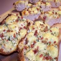 Garlic Bread With Bacon Bits, Rosemary and Creamy Brie image