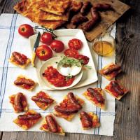 Grilled Italian Sausages and Tomatoes on Focaccia image