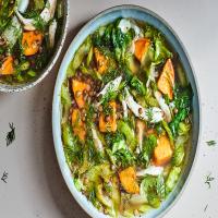 Lentil and Chicken Soup with Sweet Potatoes and Escarole image