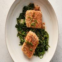 Sesame Tofu With Coconut-Lime Dressing and Spinach_image