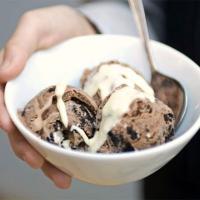 Malt chocolate ice cream with Oreo cookie crunch image