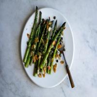 Roasted Asparagus With Buttered Almonds, Capers and Dill image