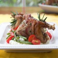 Bacon-Wrapped Quail Stuffed with Goat Cheese_image