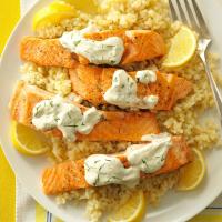 Salmon with Dill Sauce & Lemon Risotto image