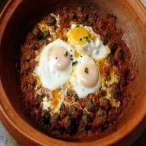 Kefta Tajine with Tomatoes and Eggs Recipe image