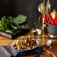 Cornbread Stuffing with Sausage and Collard Greens image