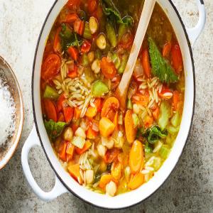 Chickpea Stew With Orzo and Mustard Greens Recipe_image