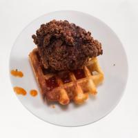 Southern Fried Chicken Thighs with Pecan Waffles and Peachy Keen Sauce_image