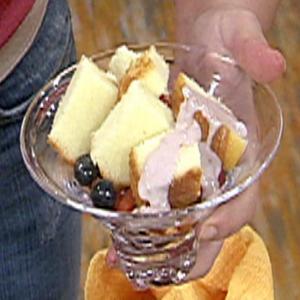 Cake and Berries with Melted Ice Cream Sauce_image