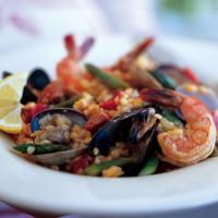 Paella with Asparagus and Sugar Snap Peas image