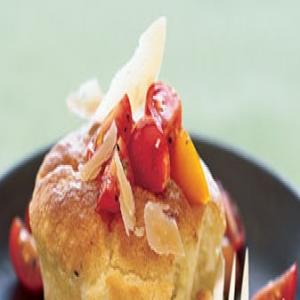 Fallen Grits Souffles with Tomatoes and Goat Cheese image