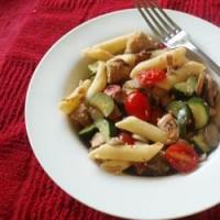 Pasta with Chicken, Bacon, and Summer Vegetables image