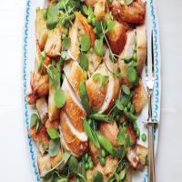 Roasted-Chicken Bread Salad with Peas image