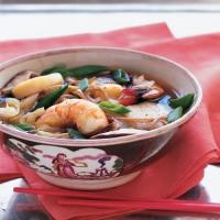Asian Broth with Poached Shrimp, Scallops, and Soba Noodles image
