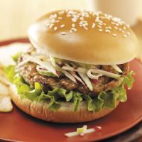 Buffalo Chicken Burgers with Tangy Slaw image